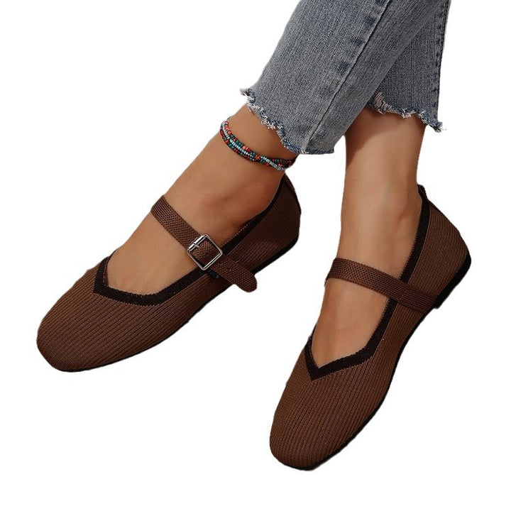 Damen Ballerinas mit verstellbarem Riemen und strukturiertem Obermaterial Drune
