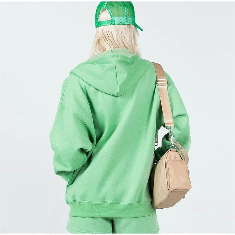 Damen bequemer Oversized Sweatjacke mit hohem Kragen und passenden Jogginghosen Drune