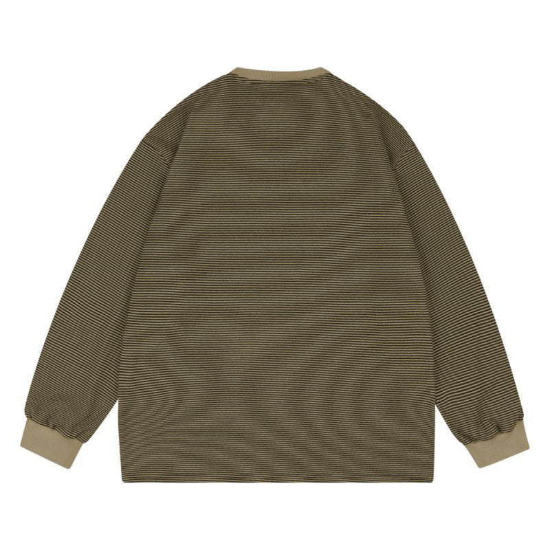 Unisex Weites gestreiftes Longsleeve im Oversize-Schnitt mit Rippbündchen Drune