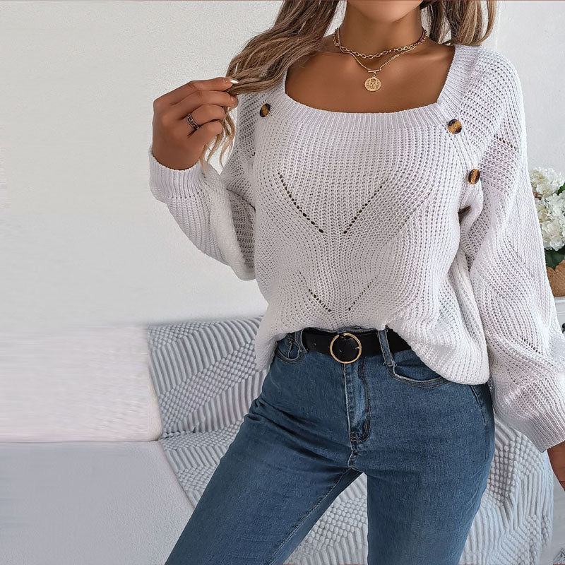 Drune | Bequemer Einfarbiger Strickpullover Für Freizeit