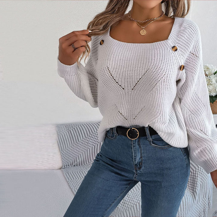Drune | Bequemer Einfarbiger Strickpullover Für Freizeit