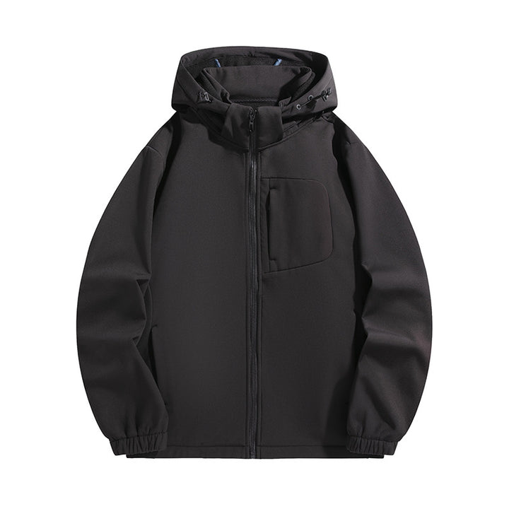 Herren Leichte Softshell‑Kapuzenjacke mit wasserabweisender Membran und Brusttasche Drune