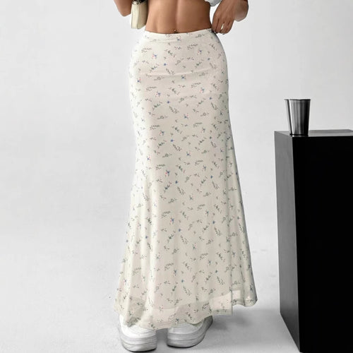 Damen Langrock mit floralen Motiven und fließendem Schnitt Drune
