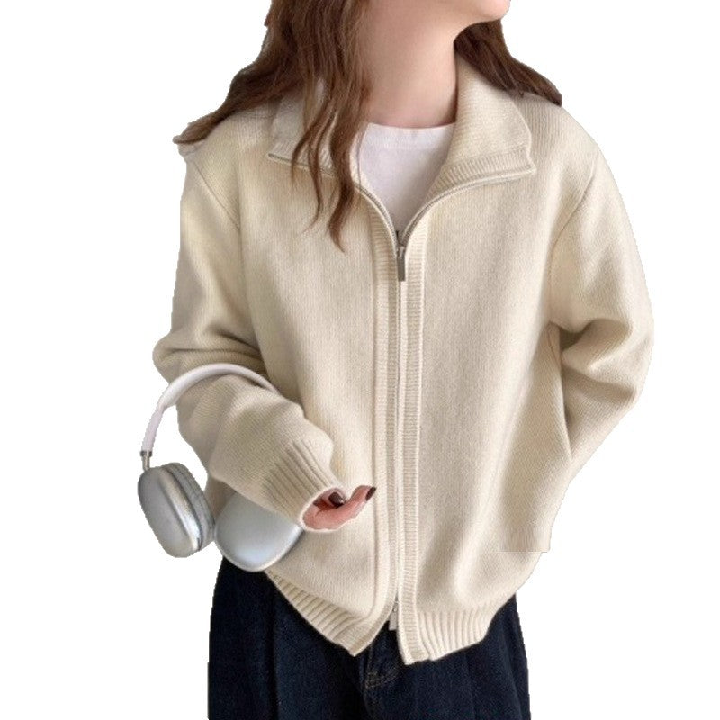 Damen Modische Strickjacke mit leichtem Reißverschluss Drune