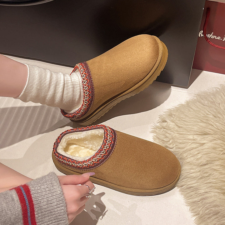 Damen Gefütterte Slipper‑Mules mit Teddyfutter und geflochtenem Saum Drune