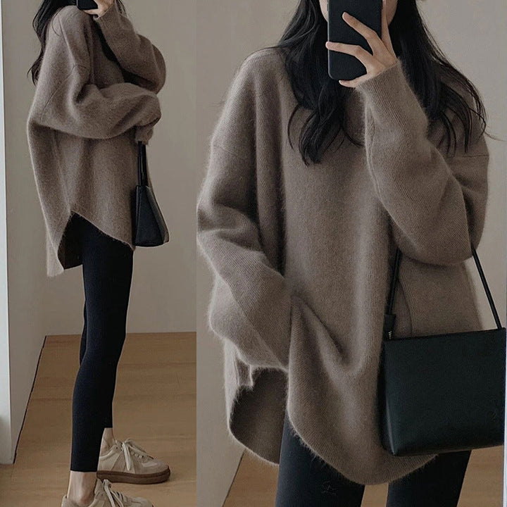 Damen Oversized Pullover im lässigen Stil mit weichem Mohairgefühl Drune