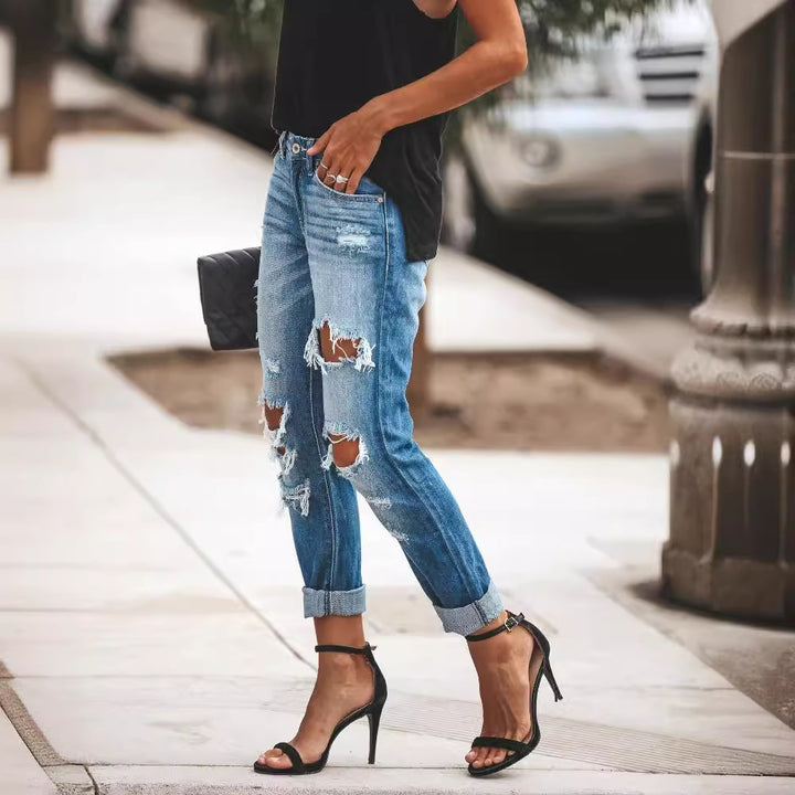 Damen Boyfriend Jeans im modischen Destroyed-Look mit lässigem Schnitt Drune