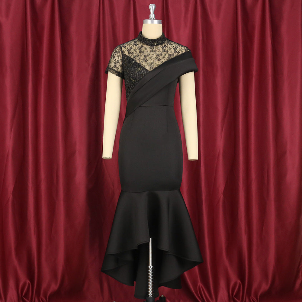 Damen Elegantes Abendkleid mit Spitze und asymmetrischem Saum Drune