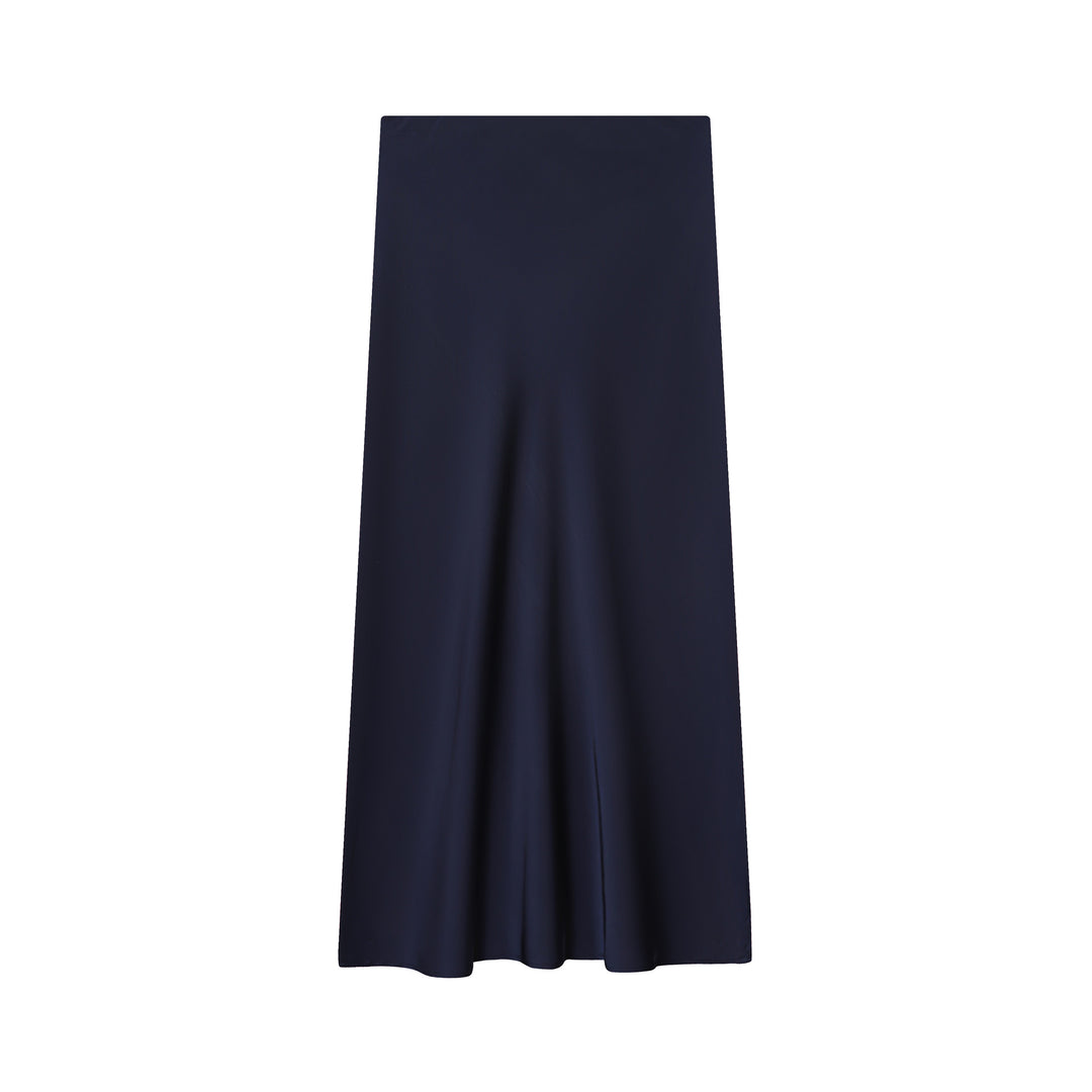Damen nan fließender Midirock im Bias-Cut mit hohem Bund Drune