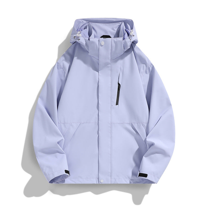 Damen Oversize Softshell-Kapuzenjacke mit Drop-Shoulder, verdeckten Reißverschlüssen und Kordelzug Drune