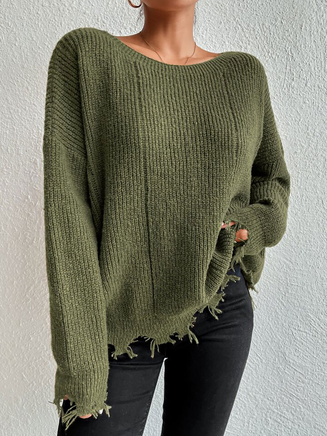 Damen Baumwollpullover mit lässigem Oversized-Schnitt Drune