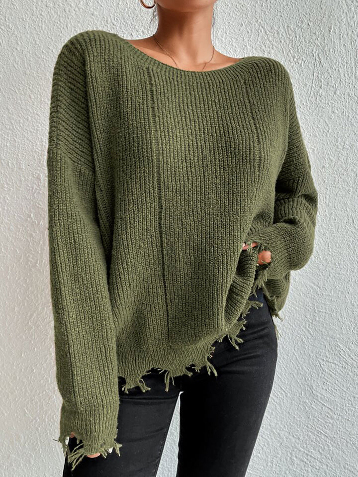 Damen Baumwollpullover mit lässigem Oversized-Schnitt Drune