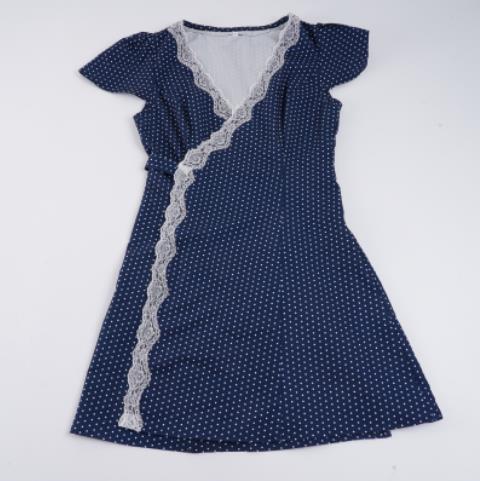 Damen Polka Dot Wickelkleid mit Spitzenakzenten Drune