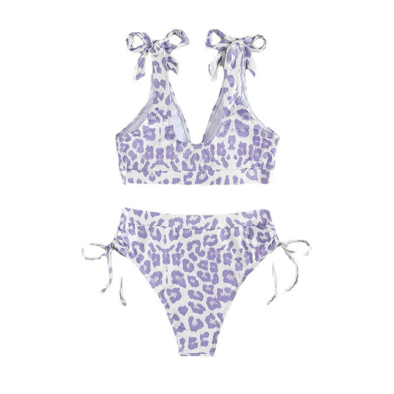 Damen Hoch geschnittenes Bikini-Set mit verspielten Schnürdetails Drune