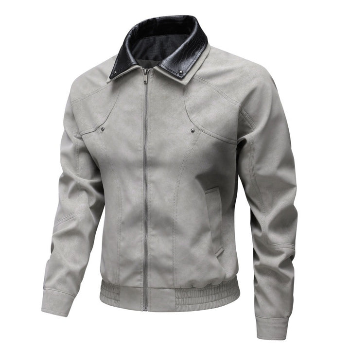 Herren Vintage-inspirierte Kunstleder-Blousonjacke mit kontrastkragen Drune
