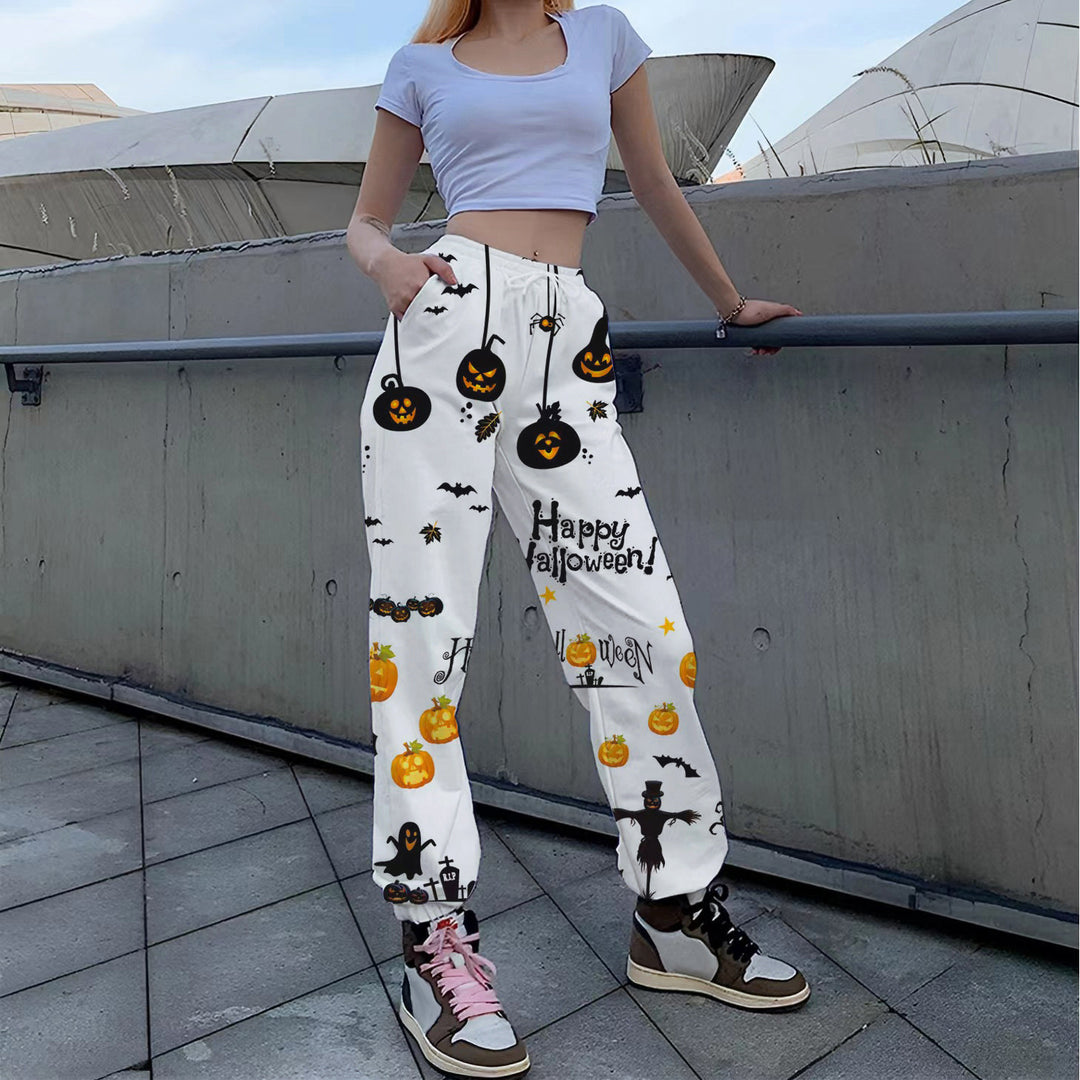 Damen Lässige Print-Hose mit herbstlichem Motiv Drune