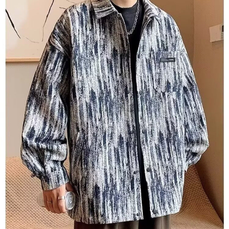 Herren modische Hemdjacke mit strukturiertem Muster Drune
