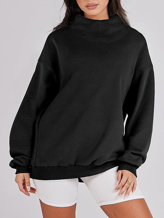 Damen Oversized Sweatshirt mit Stehkragen und geripptem Saum Drune