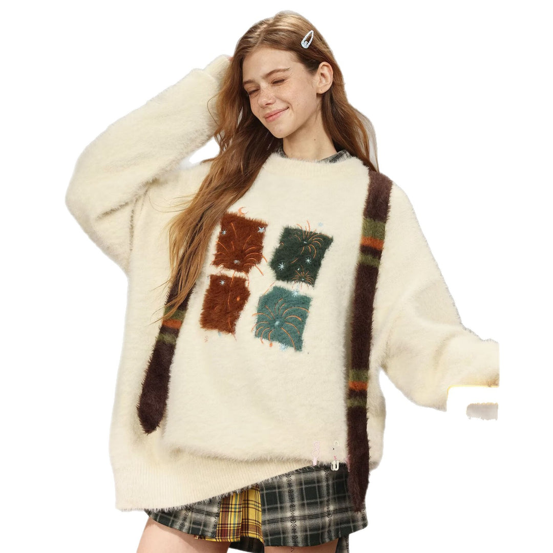Herren Gemütlicher Grobstrickpullover mit einzigartigem Tiermotiv Drune