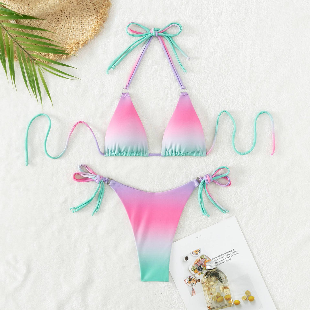 Damen Triangel-Bikini mit modernem Farbverlauf und verstellbaren Trägersystem Drune