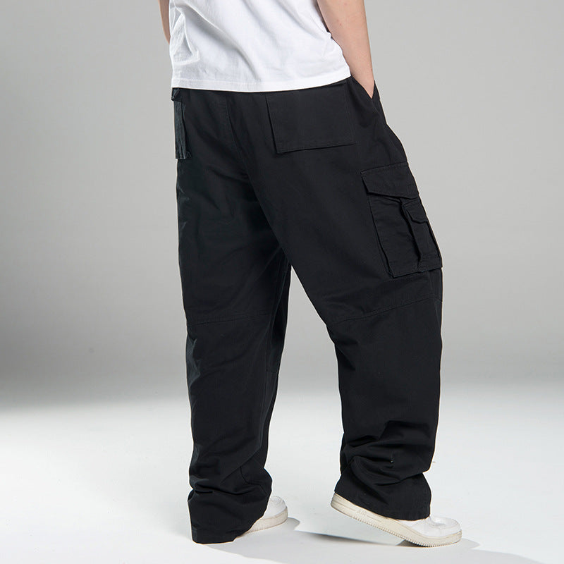 Herren Oversized Cargo-Hose mit weitem Bein, Mehrfach-Taschen und verstärkten Nähten Drune
