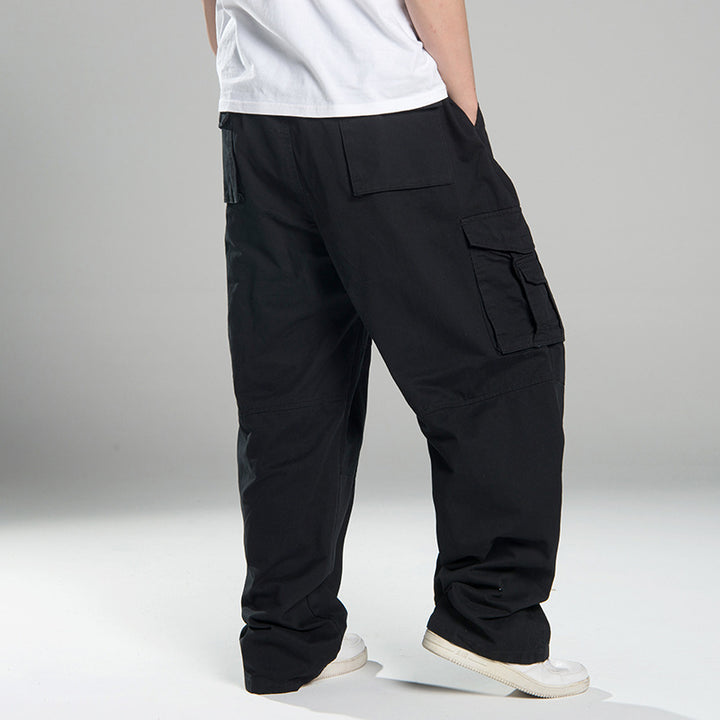 Herren Oversized Cargo-Hose mit weitem Bein, Mehrfach-Taschen und verstärkten Nähten Drune