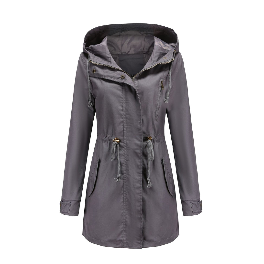 Damen nan leichter Parka mit Kapuze, Kordelzug und verdecktem Reißverschluss Drune
