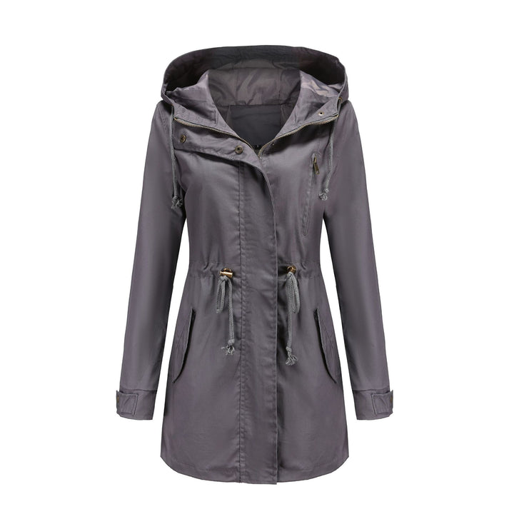 Damen nan leichter Parka mit Kapuze, Kordelzug und verdecktem Reißverschluss Drune