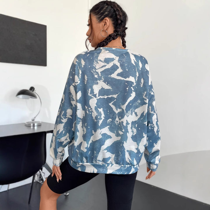 Damen lässiger Sweatshirt mit modernem Camouflage-Muster und übergroßem Schnitt Drune