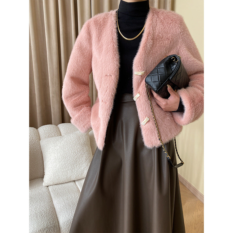 Damen kurze Strickjacke mit eleganten Knopfdetails und weichem Material Drune
