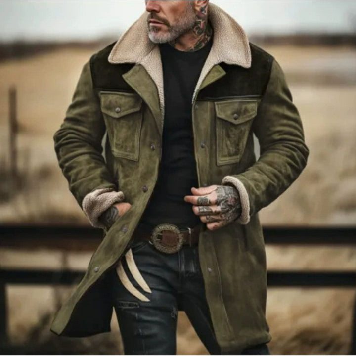 Herren Suede-Langjacke mit Teddy-Futter und praktischen Taschen Drune