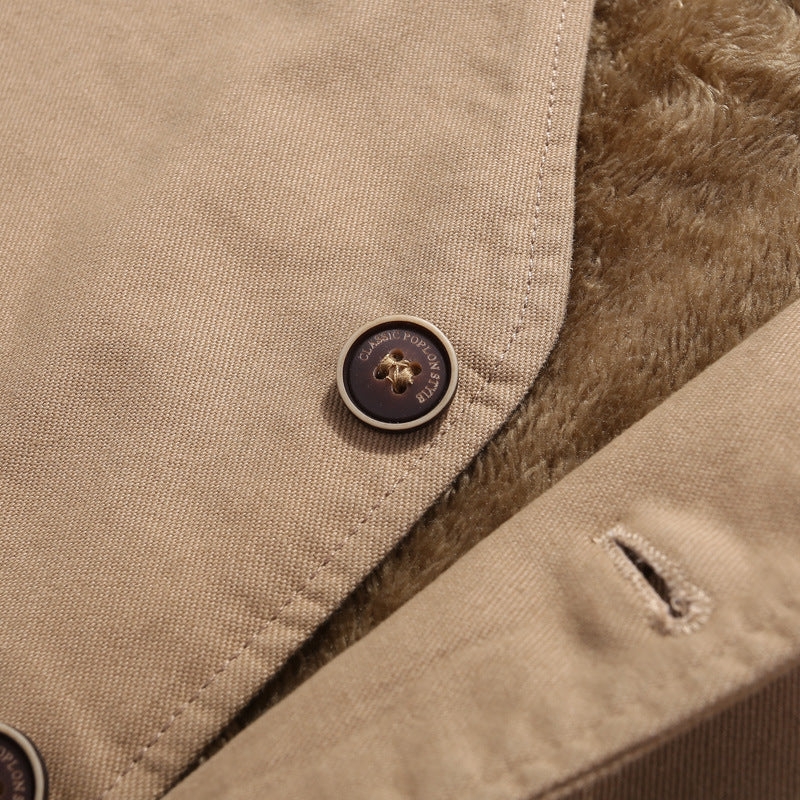 Herren wattierte Canvas‑Weste mit wärmender Teddyfutter‑Innenlage und praktischen Taschen Drune