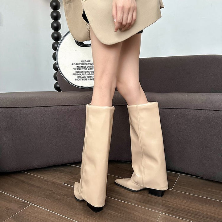 Damen Elegante und schicke Stiefel mit Blockabsatz Drune
