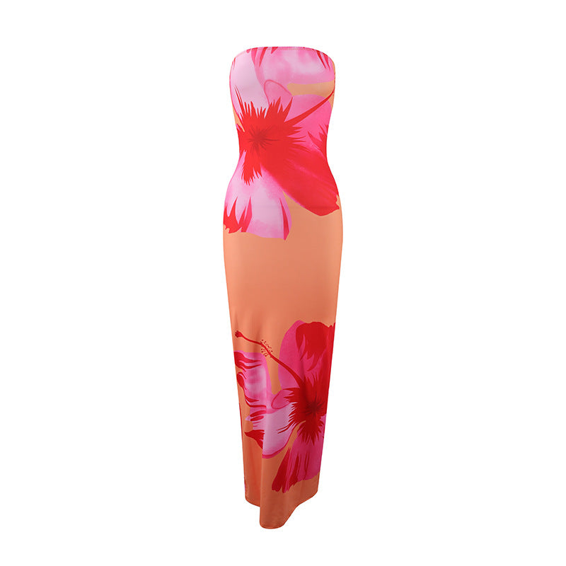 Damen strandtaugliches Maxikleid mit elegantem Blumenprint Drune