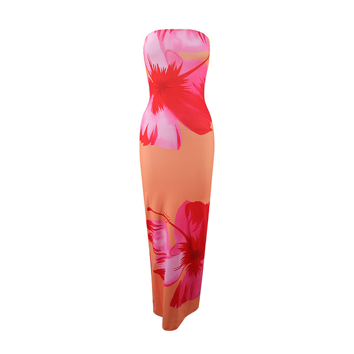 Damen strandtaugliches Maxikleid mit elegantem Blumenprint Drune