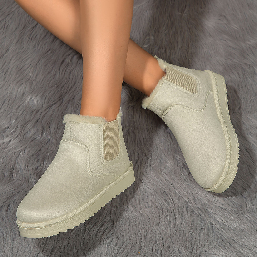 Damen  Chelsea-Boots mit warmem Teddyfutter, elastischem Seiteneinsatz und rutschfester Profilsohle Drune