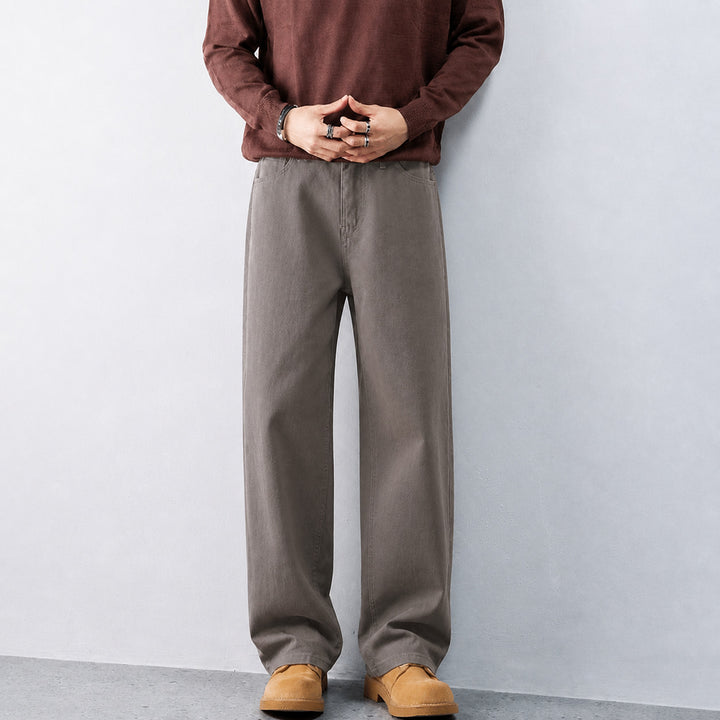 Herren Weite Baumwoll-Jeans mit hohem Bund und Five-Pocket-Design Drune