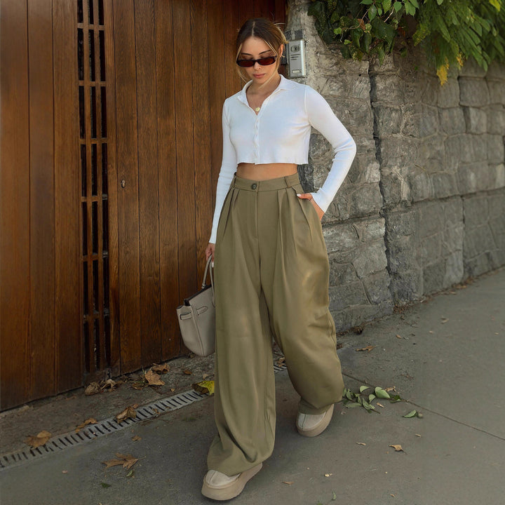 Damen Elegantes und bequemes Oberteil mit hoch geschnittenen Hosen Drune