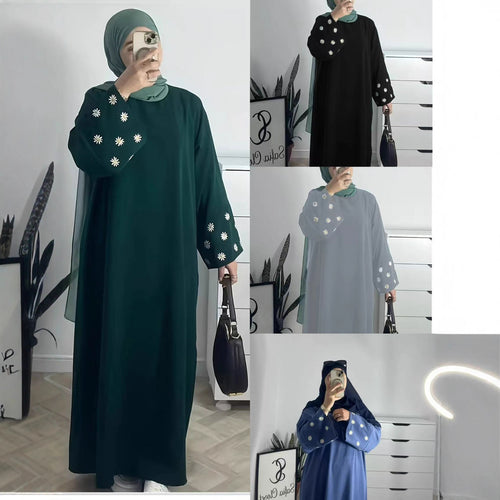 Damen elegantes Tunikakleid mit floralem Stickmuster Drune