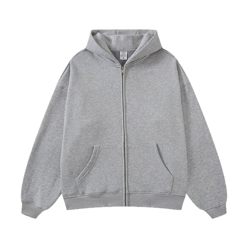 Unisex nan Kapuzen-Sweatjacke mit durchgehendem Reißverschluss, oversized Passform und Kängurutaschen Drune