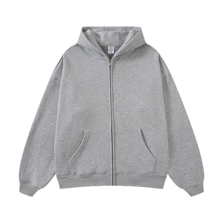 Unisex nan Kapuzen-Sweatjacke mit durchgehendem Reißverschluss, oversized Passform und Kängurutaschen Drune