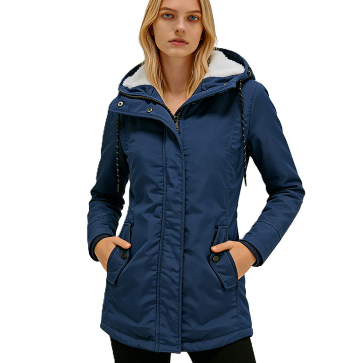 Damen Parka mit Teddyfutter, Kapuze und taillierter Silhouette Drune