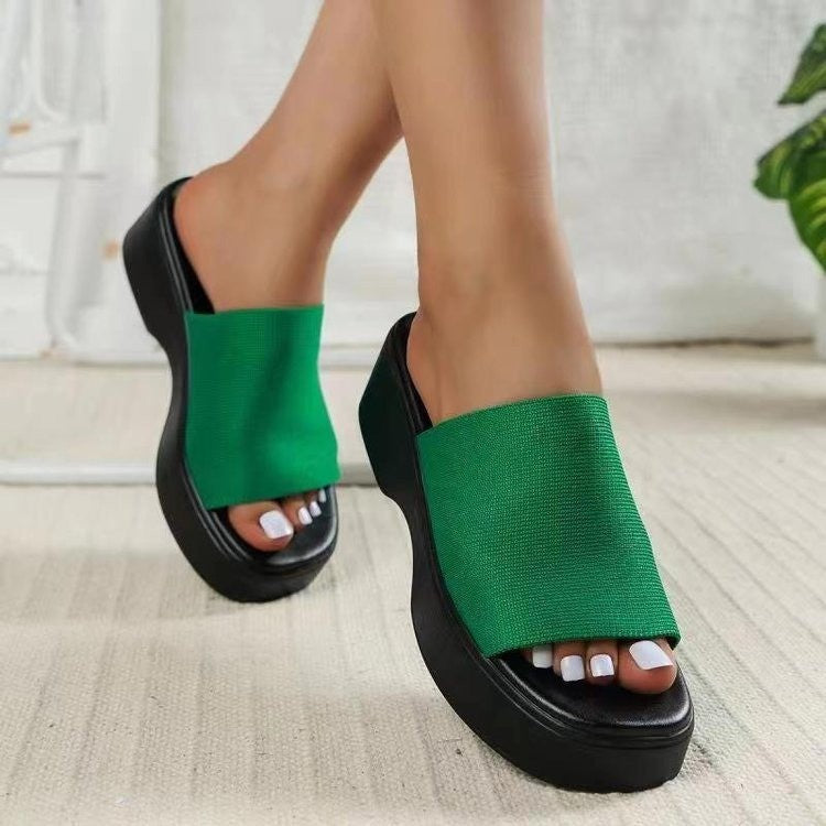 Damen Wedge-Pantoletten mit breitem Riemen und komfortabler Sohle Drune