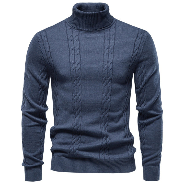 Herren Rollkragenpullover mit vertikalem Zopfmuster und schmaler Passform Drune