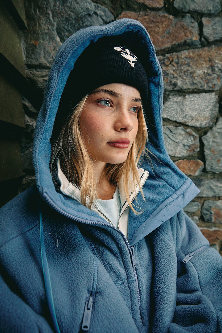 Damen Fleecejacke mit verstellbarem Kapuzenkragen und praktischen Taschen Drune