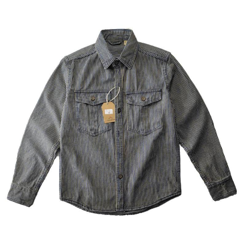 Herren Gestreifte Baumwoll-Hemdjacke Drune