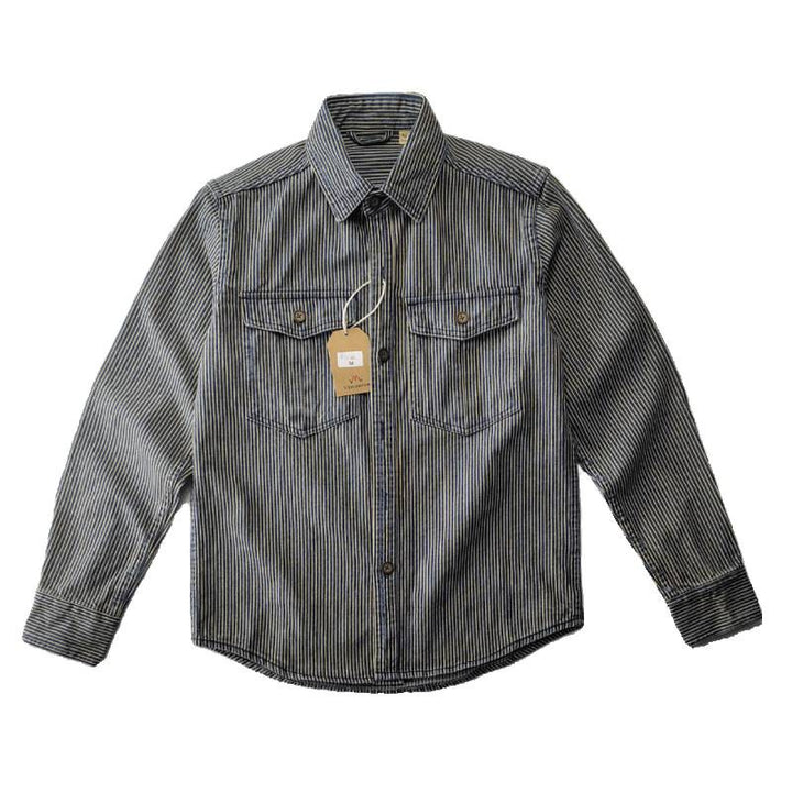 Herren Gestreifte Baumwoll-Hemdjacke Drune