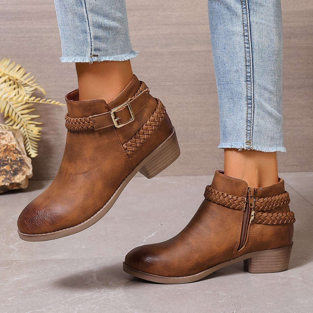 Damen Elegante Stiefeletten mit verstellbarem Schmuckdetail Drune