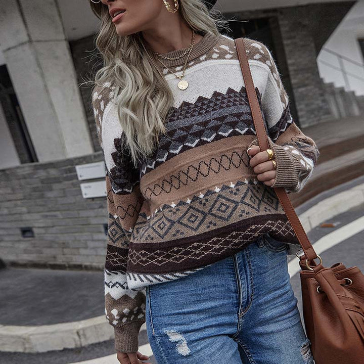 Drune | Geometrischer Strickpullover Mit Stilvollem Muster