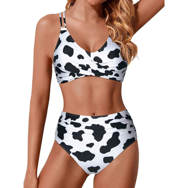 Damen Hochtailliertes Bikini-Set mit gerafftem Oberteil Drune
